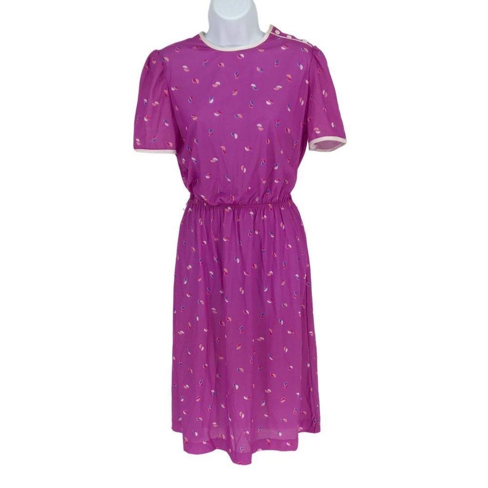 Vintage 1960s Summer Spring Print Dress Fit and Flare Belted